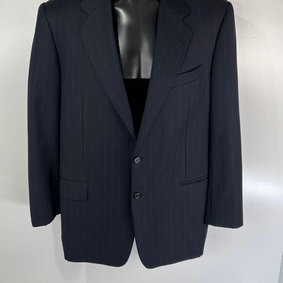 Hickey Freeman Loro Piano Wool Boardroom Blazer Navy Pinstripe - Picture 2 of 8